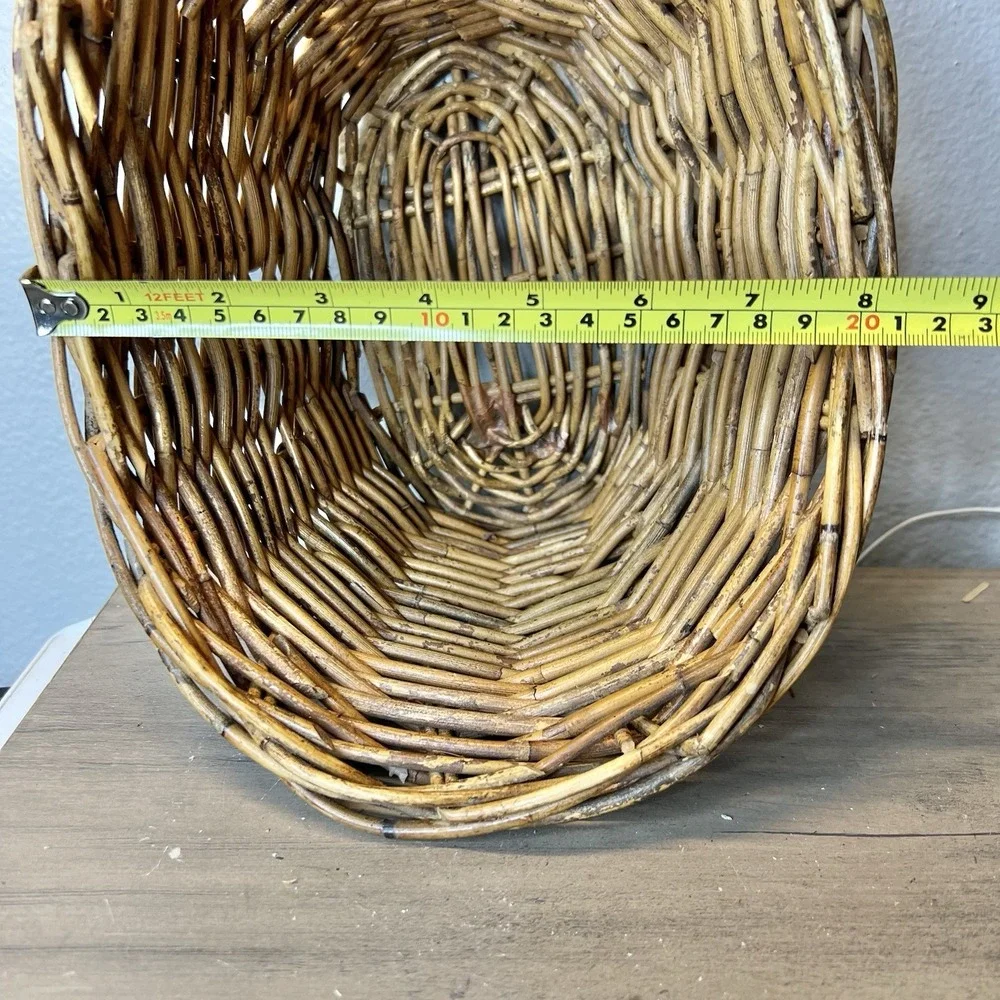 Vintage‎ Woven Wicker Oval Basket 7x10x8 Rustic Storage Planter Boho Decor